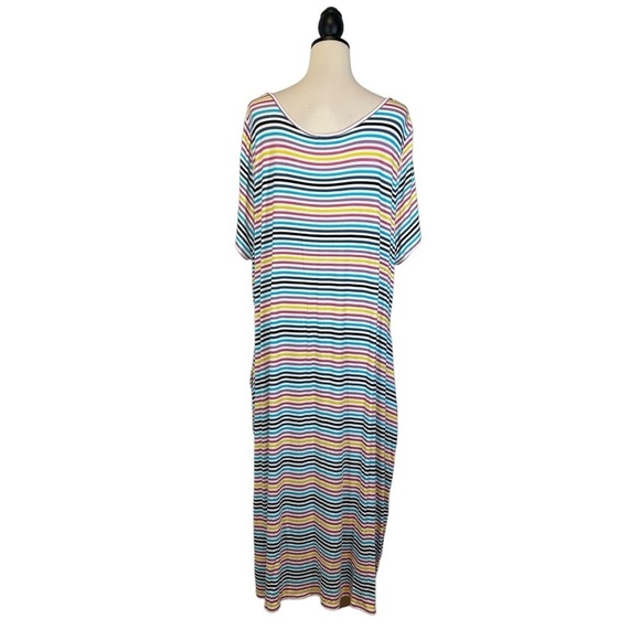 Lane Bryant Midi Dress Rainbow Stripe V-Neck with Pockets NWT Size 26/28 B32#25 - Picture 5 of 11